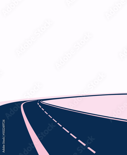 illustration of a dark blue road leading into the distance © Анастасия Матигорова