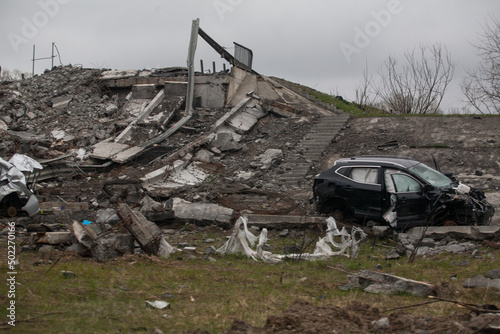road bridge destroyed by a Russian air bomb