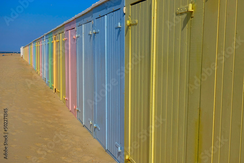 Little beach cabins at a North Sea