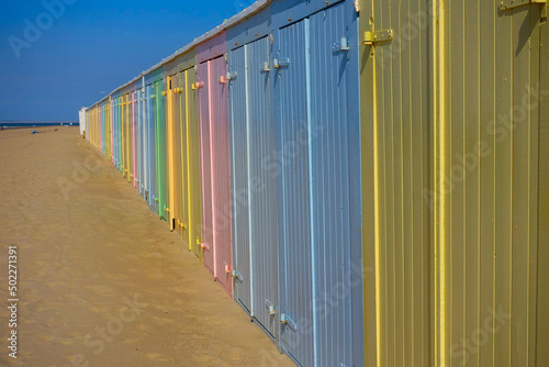 Little beach cabins at a North Sea