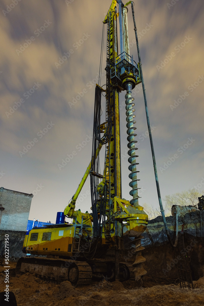 Drilling machine on a construction site Drilling machine on a construction site