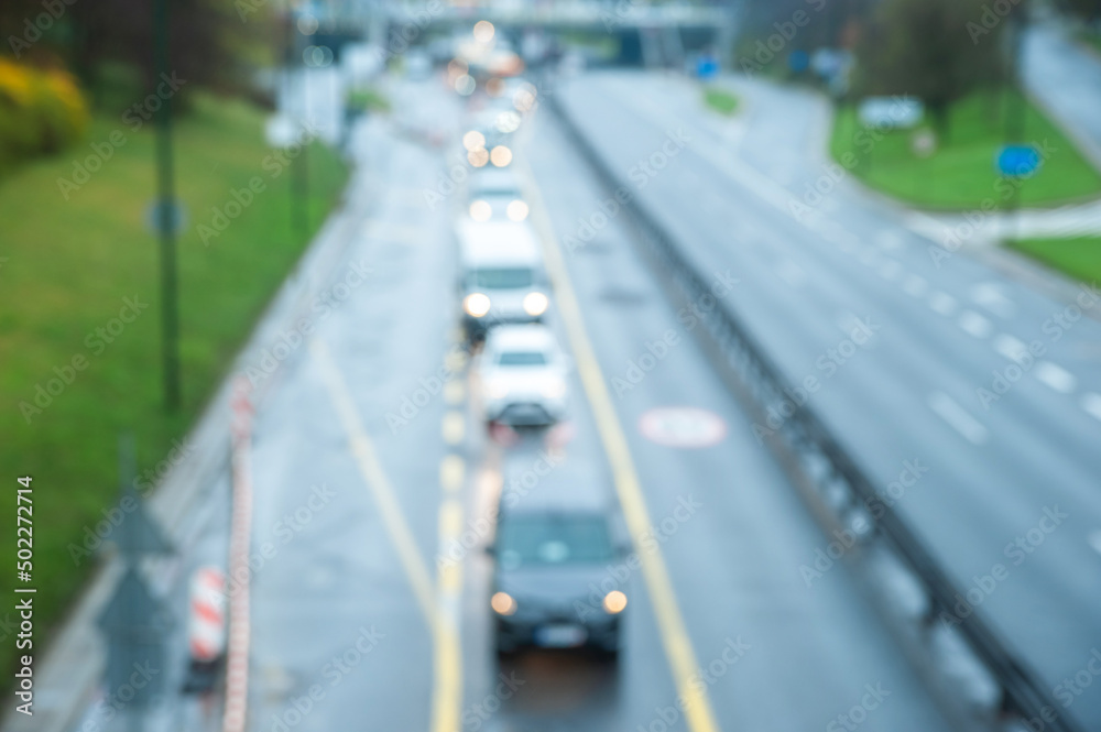 Traffic on the highway. blurred image background. concept about transportation