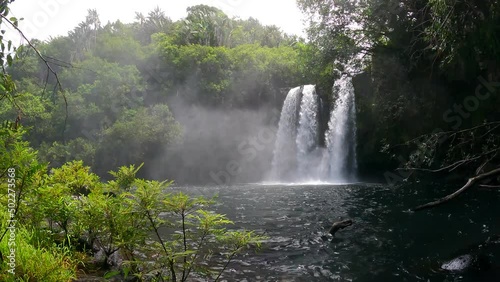 Footage of Leon waterfall (Cascade Leon) which is hidden in a forest located in the south of Mauritius island