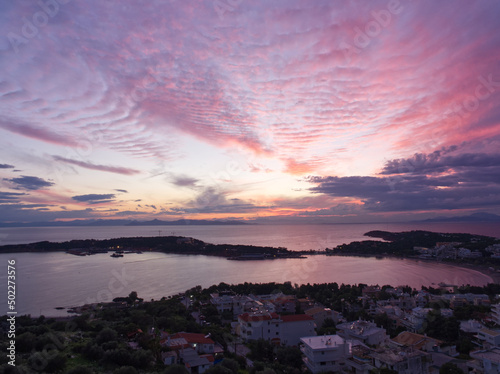 Sunset view over sea gulf at dusk © Konstantinos