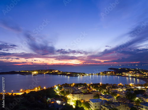 Sunset view over sea gulf during blue hour © Konstantinos