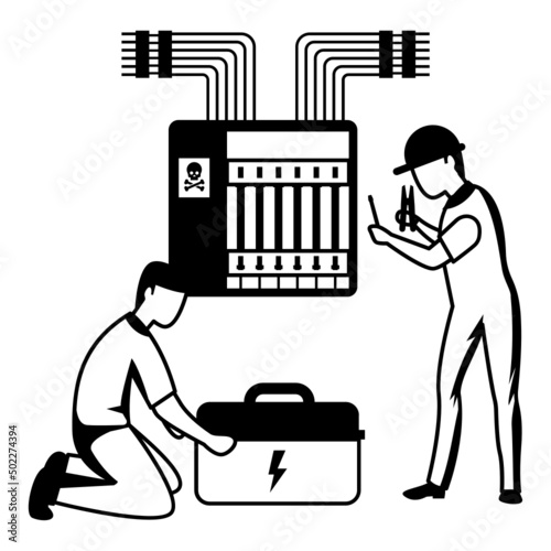 Main Distribution Board Control the power failure from the building switch panel of power plant Concept vector icon design, Electrician Profession symbol, Power Supply and wiring Sign,