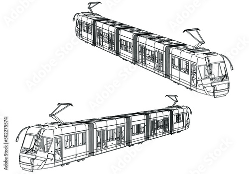 Subway train vector illustration on white background. Vector illustration set icon subway train.