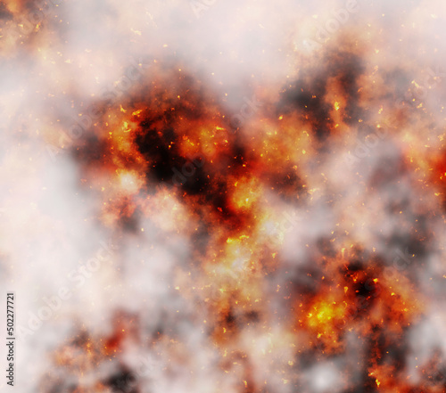 bright explosion fire burst with smoke © Mikhail Ulyannikov