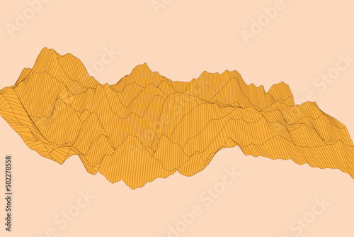 Yellow grid motion turbulence digital background in abstract technology and futuristic style