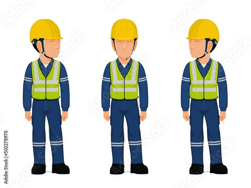 set of standing worker on white background