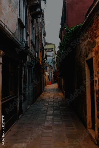 European streets at the sunset in Venice, Italy