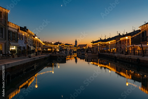 magic lights . landscape city sunset in italy