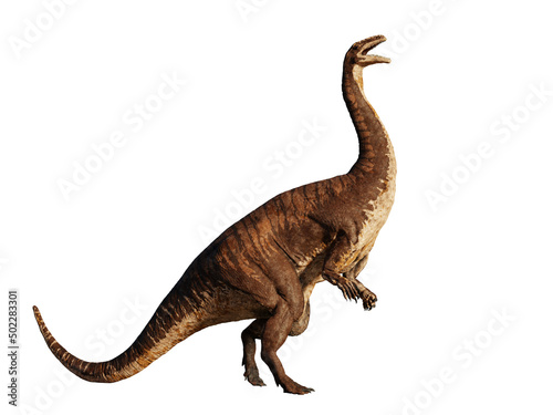 Fototapeta Naklejka Na Ścianę i Meble -  Plateosaurus, bipedal dinosaur from the Late Triassic period, isolated on white background 