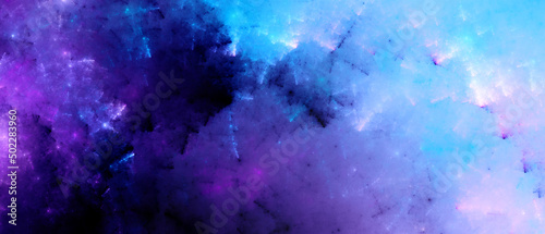Bright blue and purple paint background. Abstract color space texture. Fractal art for creative graphic design