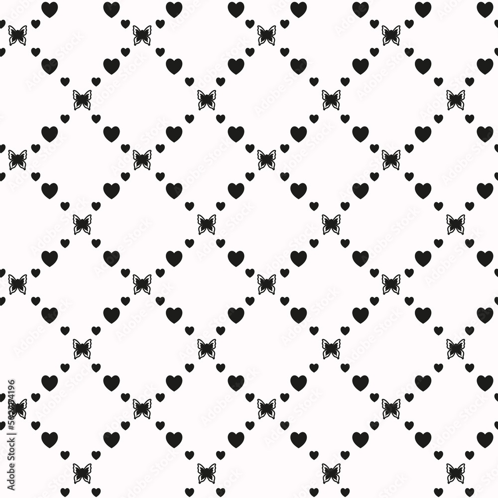 Netting abstract seamless pattern with butterflys and hearts. Cute grid Y2K background. Nostalgic 2000s vector print. Retro girly lattice backdrop 1990s style Netting abstract seamless pattern with butterflys and hearts. Cute grid Y2K background. Nostalgic 2000s vector print. Retro girly lattice backdrop 1990s style