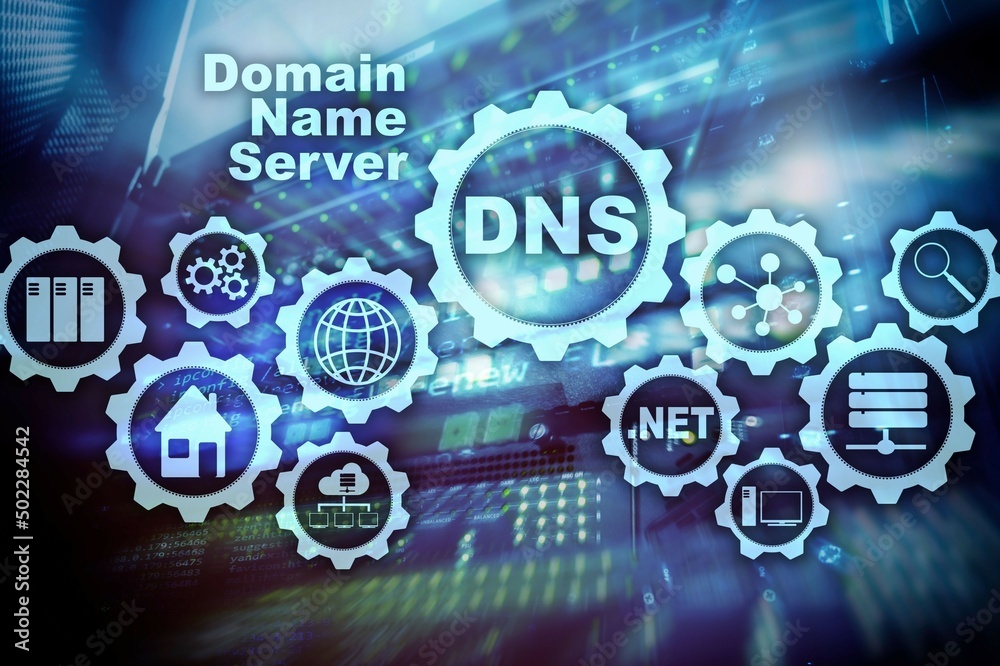 DNS. Domain Name System. Network Web Communication. Internet and digital technology concept