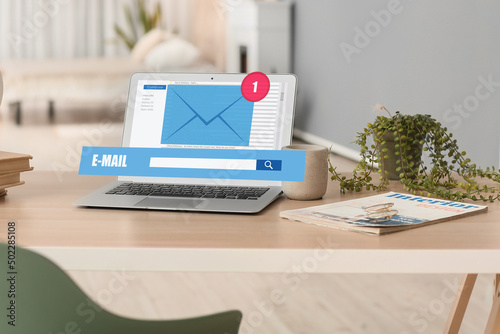 Modern laptop with symbols ...
