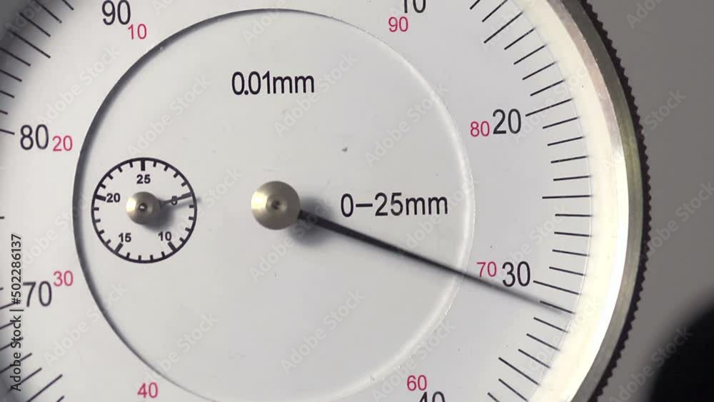 Video Stock needle deflection on a dial indicator, CU, seamless loop