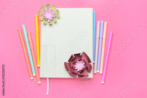 Notebook, felt-tip pens and...