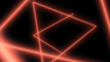 Abstract neon polygons in black space. Lasers lines moving in a circle
