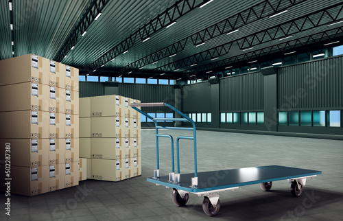 Interior warehouse. Courier...