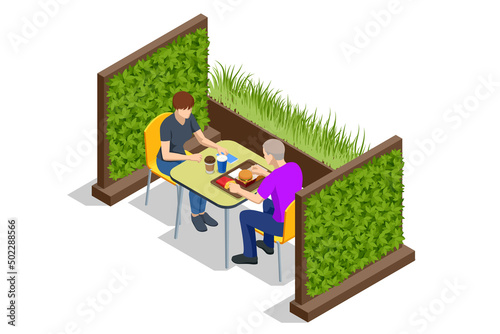 Isometric Fast Food Court, Restaurant Interior, Catering, Shopping Mall