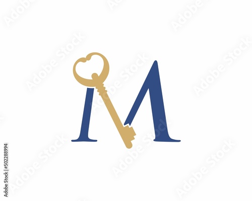 Letter M With old Key Logo Vector 001