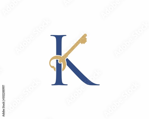 Letter K With old Key Logo Vector 001