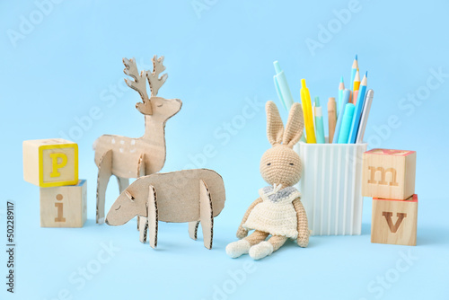 Handmade cardboard toys, cu...