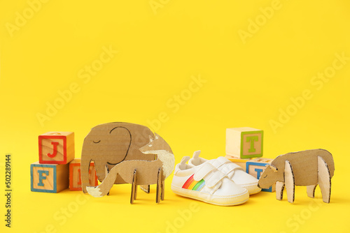 Handmade cardboard toys, ch...