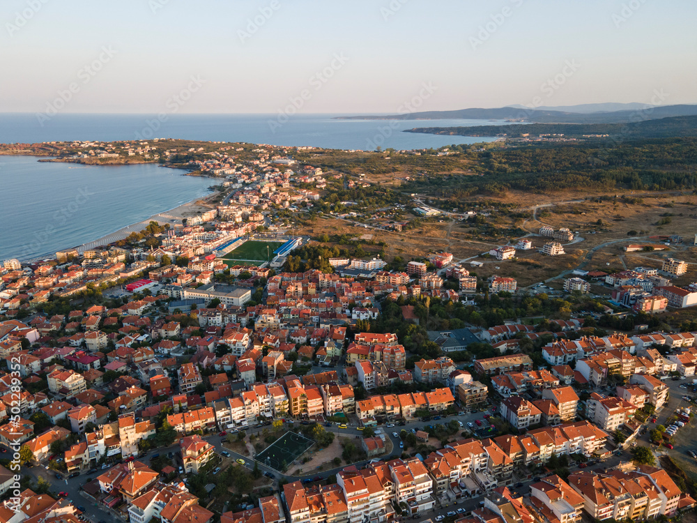 Obraz premium Aerial sunset view of old town of Sozopol, Bulgaria