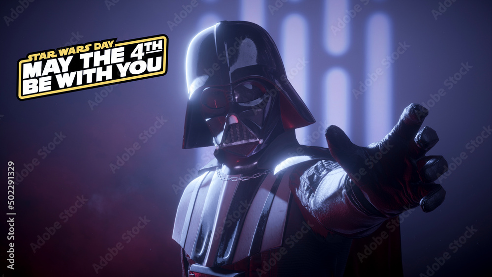 3D Render Darth Vader with May the 4th be with you logo, 3D ...
