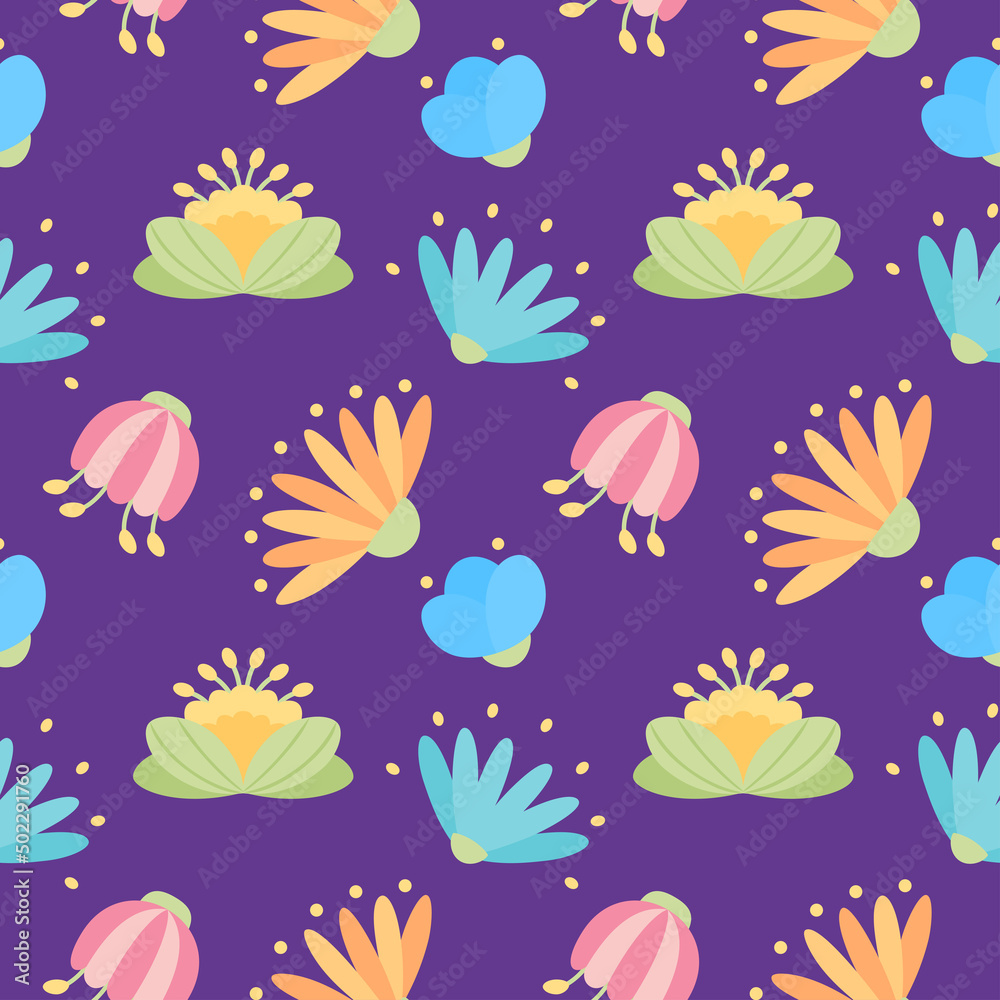 Fototapeta premium Colored floral pattern Flowers background Vector illustration