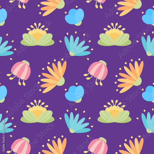 Colored floral pattern Flowers background Vector illustration