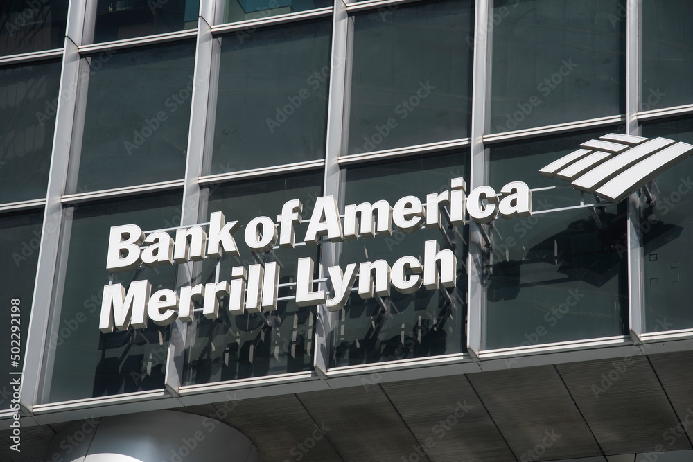 Bank Of America Merill Lynch logo on their local office in Singapore ...