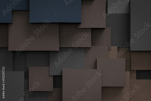 ブロック調の背景素材　Stone wall texture background. 3d rendering.	