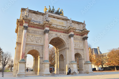 Arc de Triomphe du Carrousel in Paris at sunny day.
