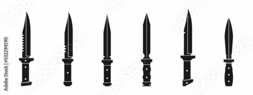 Obraz na płótnie black bayonet weapon vector collection