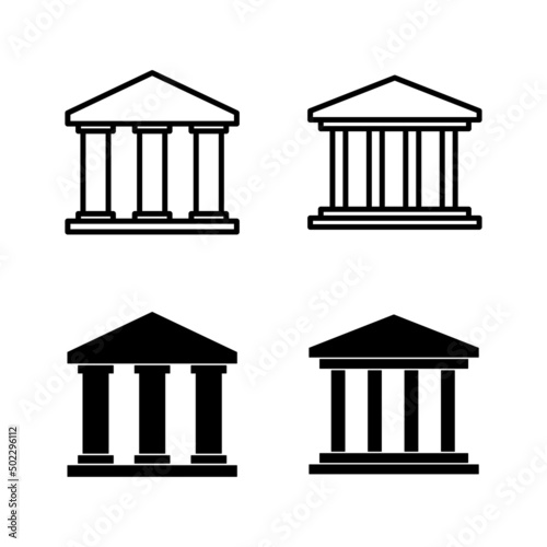 Bank icons vector. Bank sign and symbol, museum, university