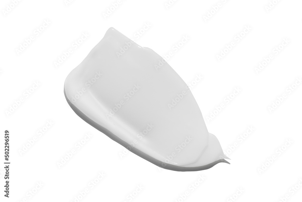 Facial creme, foam, gel or body lotion skincare make up stroke sample. Cream texture swatch swirl smear with shadow isolated. Face makeup creamy cosmetic product squeeze