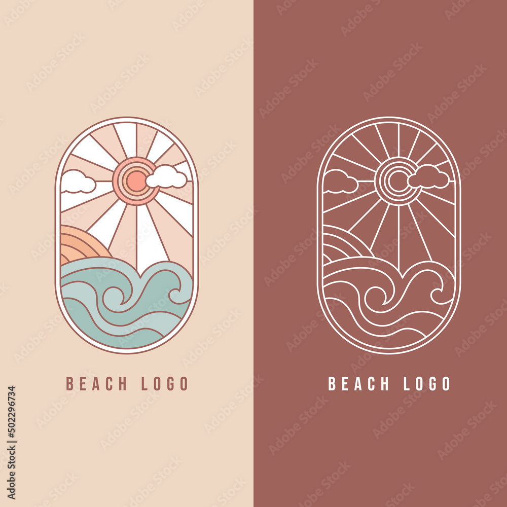 Hand drawn beach logo template. - Vector. Hand drawn beach logo template. - Vector.