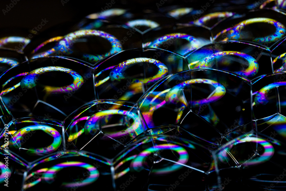 Multiple soap bubbles texture, close-up