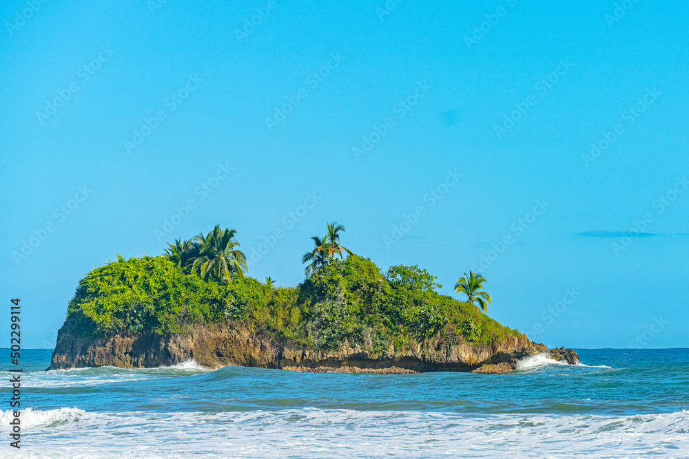 Playa Cocles, beautiful tropical Caribbean beach, Puerto Viejo, Limon province, Costa Rica east coast and island Cocles