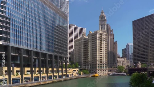 Downtown Chicago.  Trump tower and Wrigley building photo