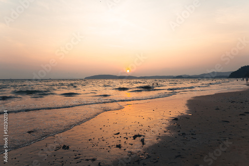 Fototapeta Naklejka Na Ścianę i Meble -  orange sunset at sea in summer