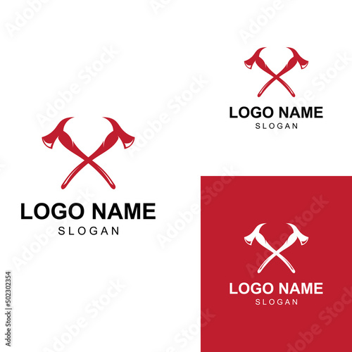 Axe logo/hatchet logo with concept design vector illustration template.
