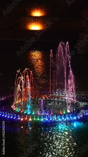 Fototapeta Naklejka Na Ścianę i Meble -  night fountains shows Night Fountain images, Krishna Janmabhoomi Temple Shri Krishna Janmasthan Temple, Mathura