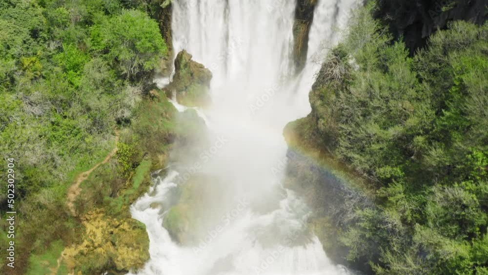 Aerial view of Manojlovac waterfall in Krka National Park, Croatia Aerial view of Manojlovac waterfall in Krka National Park, Croatia