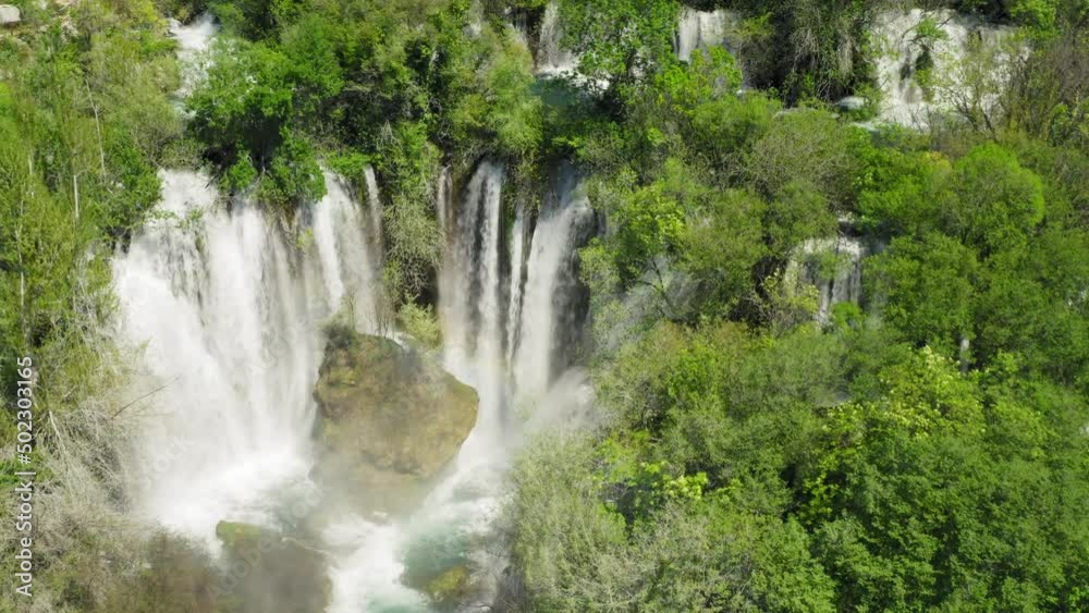 Aerial view of Manojlovac waterfall in Krka National Park, Croatia Aerial view of Manojlovac waterfall in Krka National Park, Croatia