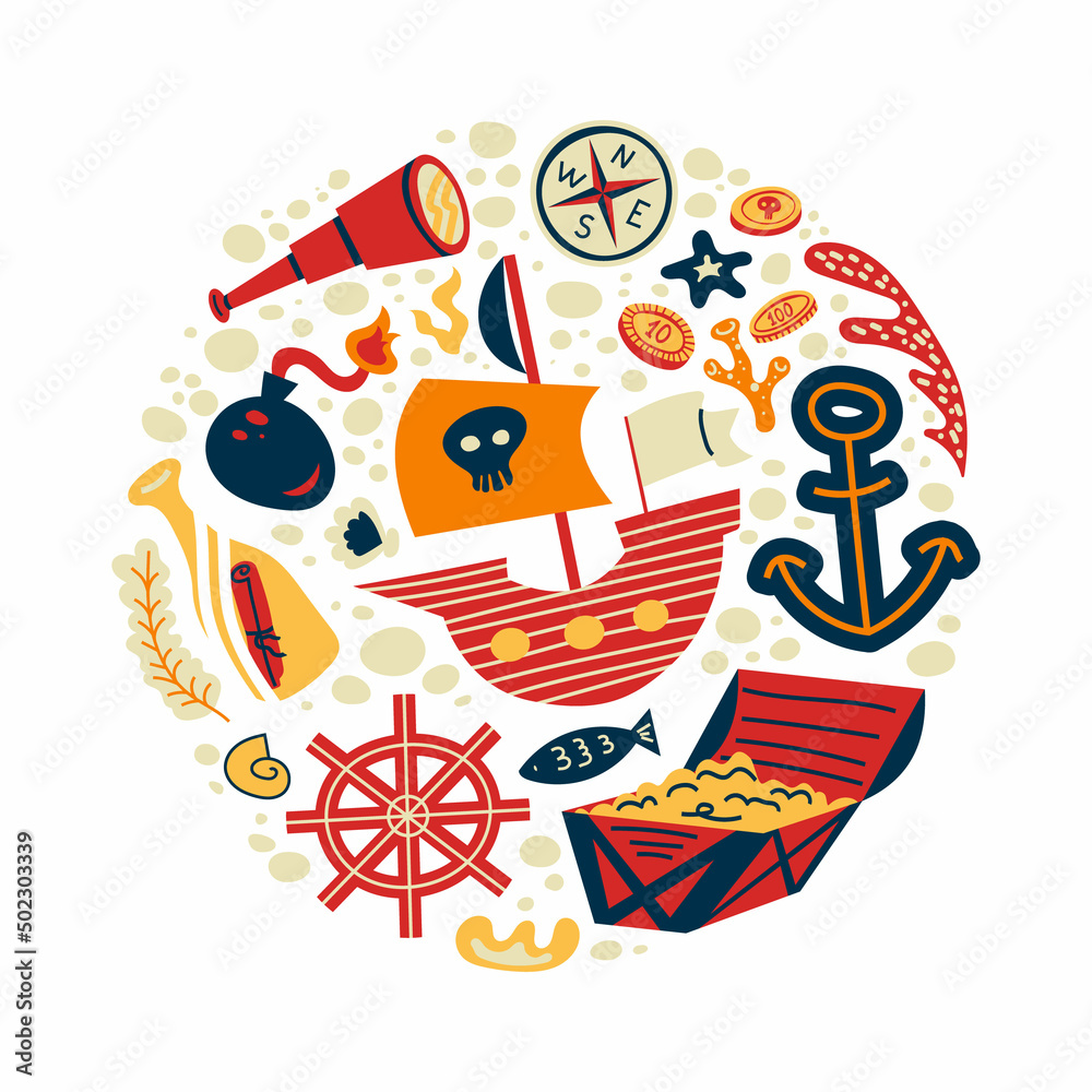 pirate vector set . collection of hand drawn illustrations on a pirate theme. pirate vector set . collection of hand drawn illustrations on a pirate theme.
